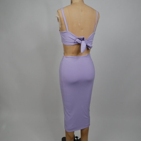 Bardot | Venus Midi Dress Lilac Twist Front Cut-Out bodycon slip xs - Picture 5 of 7